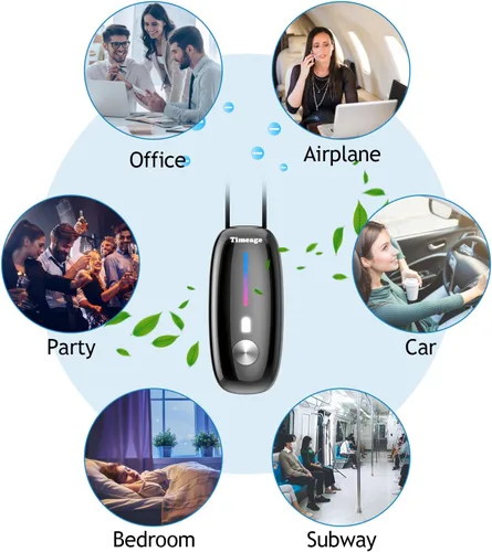 Vista 4 de Purificador de aire portátil, collar purificador de aire personal, mini ionizador de aire portátil que elimina polen, humo, polvo para exteriores