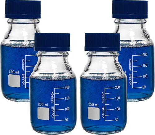 Vista 7 de Karter Scientific Botellas redondas de vidrio de 3.4 fl oz con tapa de rosca GL45, vidrio de borosilicato, 251 x 9 (paquete de 4)