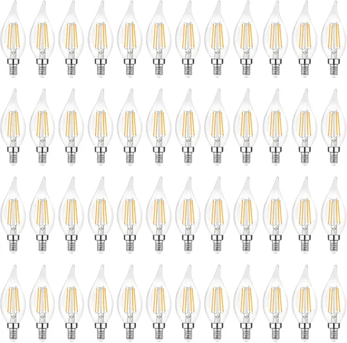 Vista 12 de TOBUSA Bombillas LED para candelabros E12, bombillas de araña de filamento 5000K Blanco luz día