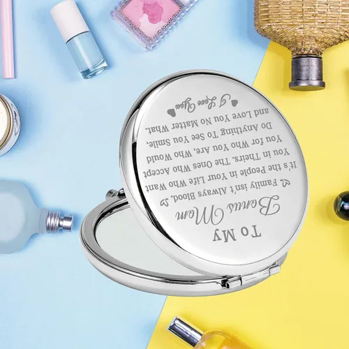Vista 4 de bobauna Espejo de bolsillo para mamá, regalo para madre madrastra, regalo para la familia Isn't Always Blood Bonus Mom Espejo de maquillaje