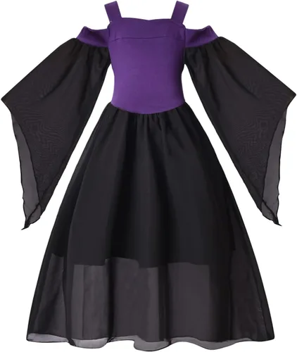 Vista 3 de Traje de bruja para niña pequeña para Halloween