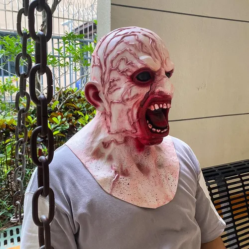 Vista 4 de Bulex Máscara de zombi espeluznante accesorios de Halloween, máscara facial realista aterradora para fiesta de adultos, disfraz de cosplay