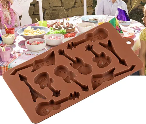Vista 9 de Cabilock Moldes de guitarra para pasteles de chocolate, moldes para hornear, moldes de chocolate, moldes de chocolate, moldes para bajos, moldes