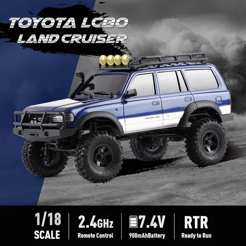 Vista 2 de EAZYRC FMS Fcx18 1/18 Land Cruiser 80 Toyota RC Rock Crawler RTR 4x4 todoterreno impermeable de grado hobby RC Trucks para todos los terrenos