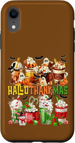 Vista 8 de Funda para taza de café de Navidad para iPhone 15 con diseño de calabaza y especias de Halloween