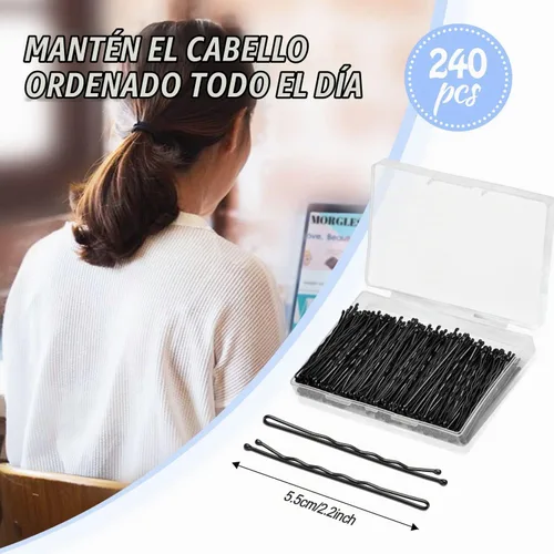 Vista 2 de MORGLES - 240 horquillas negras para todo el cabello con caja