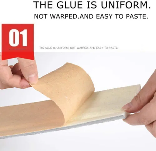 Vista 2 de Adhesivo impermeable 3D para borde de pared, borde de espuma, bordes de espejo, removibles, autoadhesivos, calcomanías para cocina, baño, 3.1 x 92