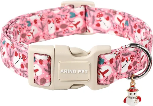 Vista 18 de ARING PET Collar de Navidad para perro, lindo collar de copos de nieve populares rojo y verde con hebilla de liberación rápida para cachorros