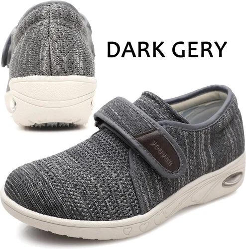 Vista 2 de youyun Zapatos para diabéticos para mujer, ancho y ancho, con cierre ajustable, transpirable, ligero, antideslizante, para pies hinchados, para pies