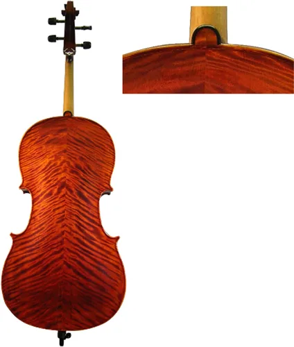 Vista 3 de D'Luca Traje de violonchelo profesional con incrustaciones de ébano flameado con bolsa acolchada, 1/2