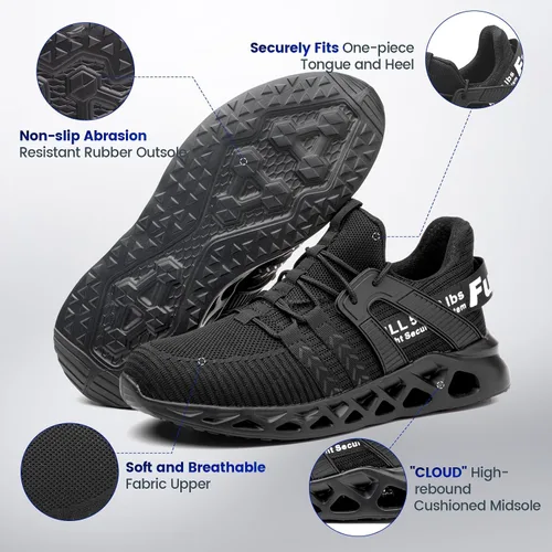 Vista 53 de Furuian - Tenis con punta de acero para hombres y mujeres, zapatos de seguridad ligeros, cómodos, a prueba de pinchazos, zapatos de trabajo
