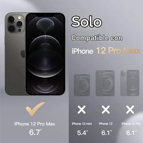 Vista 2 de JETech Funda magnética de silicona para iPhone 12 Pro Max, color negro