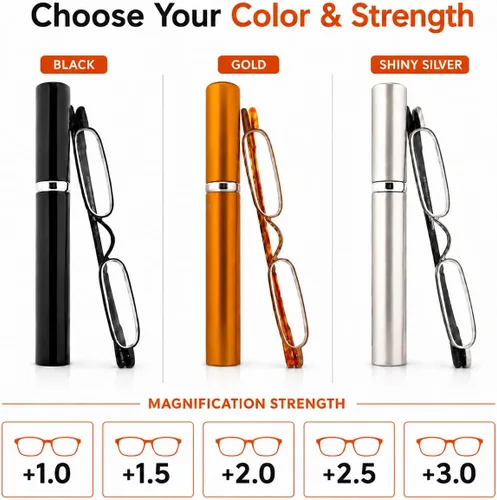 Vista 4 de Mini Reader Reading Glasses & Tube Case Agua