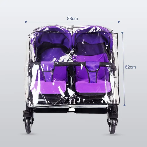 Vista 2 de Twins - Cochecito impermeable universal para cochecito de bebé, protección contra el clima lluvioso, lado a lado, doble carro, protección contra