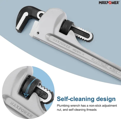 Vista 4 de MAXPOWER Llave de tubo de 14 pulgadas, capacidad de mandíbula de 2 pulgadas