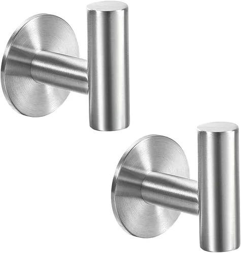 Vista 9 de Vuzvuv Paquete de 2 ganchos de pared mate negros, SUS304 de acero inoxidable impermeable para abrigo y bata, ganchos resistentes para baño, cocina