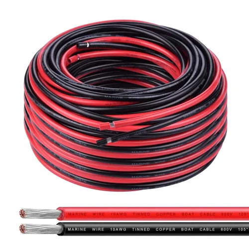 Vista 11 de Cable de calibre 6, iGreely 10 pies negro y 10 pies rojo 6 AWG cable eléctrico de cobre estañado, 2 cables aislados de un solo conductor trenzado