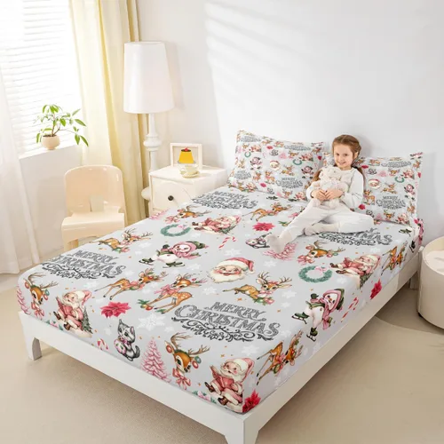 Vista 15 de Erosebridal Divertida sábana bajera ajustable de Halloween para niños, lindo juego de ropa de cama de calabaza fantasma, decoración de Halloween