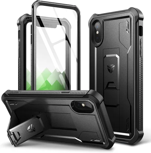 Vista 8 de Dexnor Funda para iPhone Xs Max, [Protector de pantalla y soporte integrados] Protección de grado militar resistente a prueba de golpes para iPhone