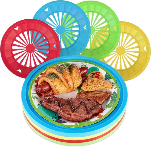 Vista 8 de Tessco for you 12 piezas de soportes reutilizables de plástico para platos de papel de 10 pulgadas, juego de soportes de plástico resistentes