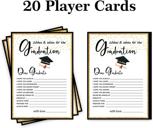 Vista 3 de UBLURO Wishes & Advice for The Graduate Game Card, divertidos juegos de fiesta de graduación, fiesta de graduación, suministros de decoración