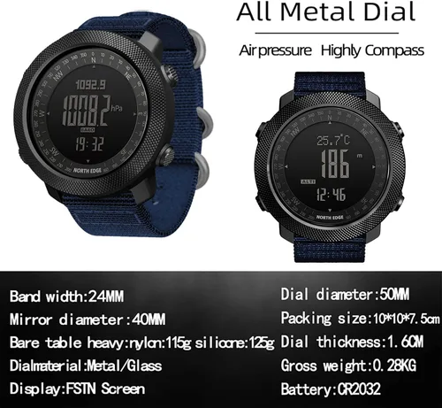 Vista 4 de HOOSHU Tactical Sports Watches for Men Digital Outdoor Survival Military Compass Rock Solid Digital Watches with Durable Band Steps Tracker