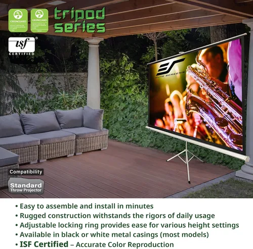 Vista 2 de Elite Screens Tripod Series - Pantalla de proyección ajustable, relación de aspecto múltiple, portátil, para uso en interiores y exteriores, serie