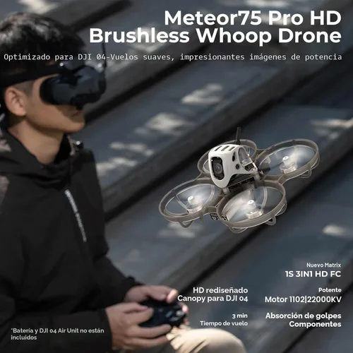 Vista 2 de BETAFPV Meteor75 Pro - Cuadricóptero Whoop sin escobillas con matriz 1S 3 en 1 HD FC, motor 1102 22000KV, soporte de 3 cuchillas de 1.772 in
