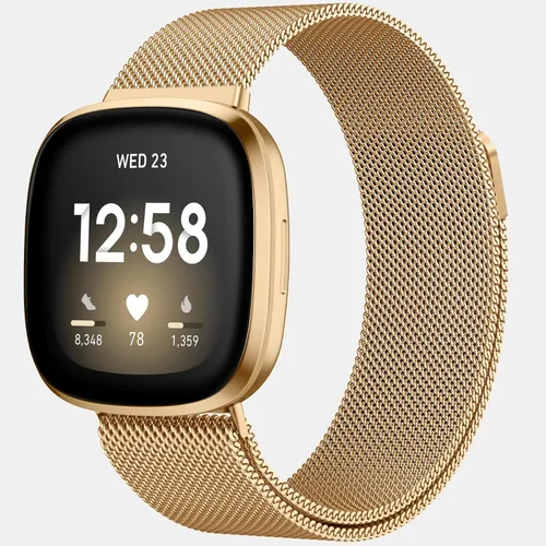 Vista 11 de Compatible con Correas Fitbit Sense Versa 4 Sense 2 y Versa 3 para Hombres Mujeres, Correa de Reemplazo de Malla Metálica Transpirable de Acero Negro
