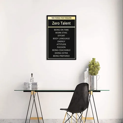 Vista 4 de Arte de pared inspirador – Póster de diez cosas que requieren cero talento, citas positivas, impresiones en lienzo motivacionales, decoración