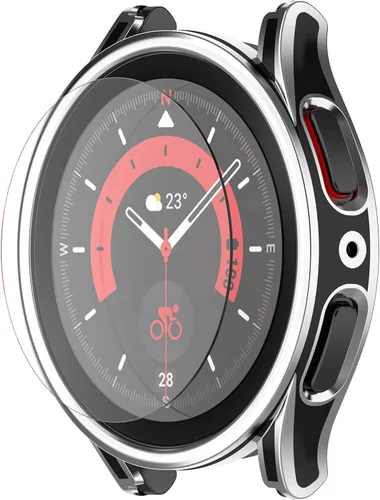 Vista 3 de LOKEKE Funda protectora de policarbonato compatible con Samsung Galaxy Watch 5/4 de 1.575 pulgadas con protector de pantalla de vidrio templado