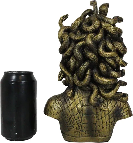 Vista 8 de Ebros Gift Mitología griega Hermanas Gorgona Diosa Medusa con Serpientes Salvajes Pelo y Escamas Blindadas Estatua de busto de piel de 10 pulgadas