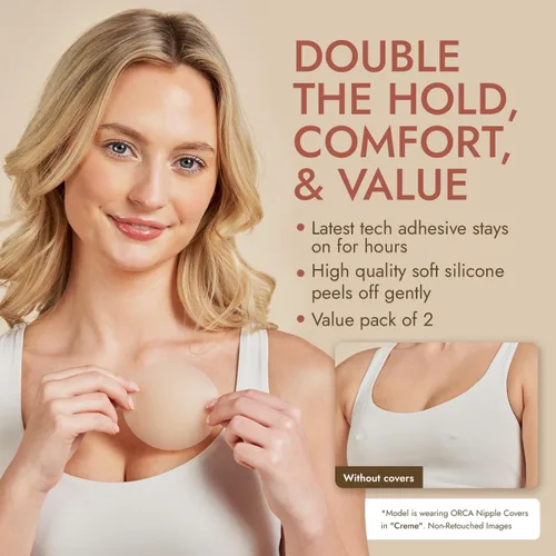 Vista 3 de Nipple Cover - Available in 6 Skin Tones, Adhesive Silicone Reusable Pasties, Covers Stickers Cacao