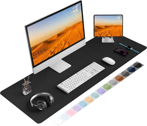 Vista 22 de Protector de Escritorio de Cuero, Alfombrilla para Ratón, Alfombrilla Antideslizante para Computadora de Escritorio, Alfombrilla de Escritorio