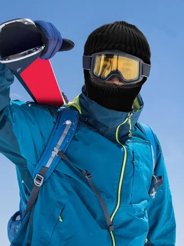 Vista 6 de 2 máscaras faciales de invierno para esquí, pasamontañas de punto cálido para hombres y mujeres, forro polar resistente al viento para deportes al