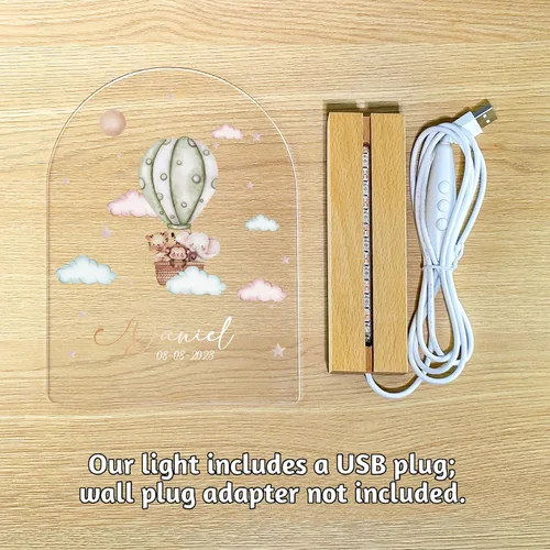 Vista 5 de Regalos personalizados para bebés, luz nocturna personalizada para niños, lámpara LED con nombre personalizado con fecha, bonita luz nocturna