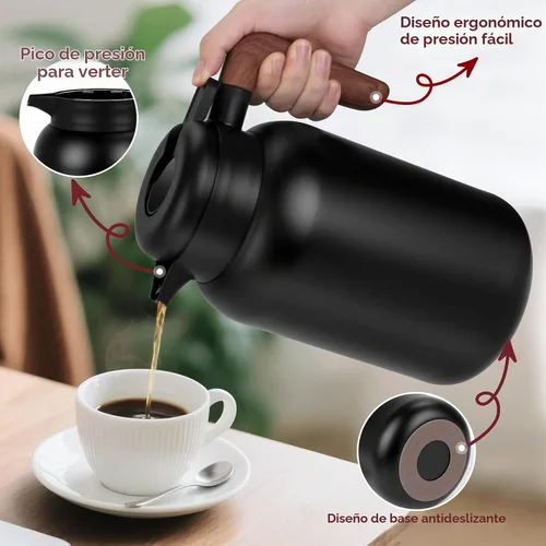 Vista 5 de Jarra térmica de café de 68 onzas, jarras de café aisladas para líquidos Negro