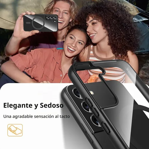 Vista 9 de Hensinple Funda Magnética para Samsung Galaxy S22, Funda para Teléfono Galaxy S22 [Compatible con MagSafe], Cubierta Magnética Transparente