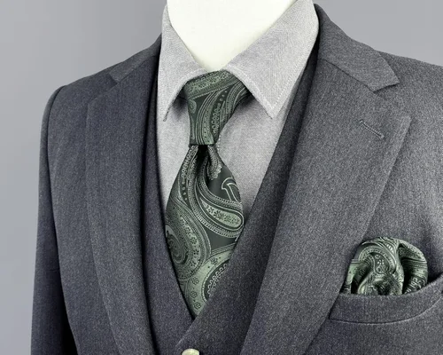 Vista 6 de S&W SHLAX&WING Corbatas para hombres Tie Pack Verde Oscuro Paisley