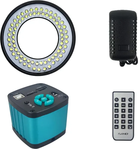 Vista 8 de 48MP 4K 1080P 22MP 14MP HDMI USB VGA Video Industrial Soldadura Digital Reparación Microscopio Cámara C Montura Lente LED Anillo Luz (14MP con luz)