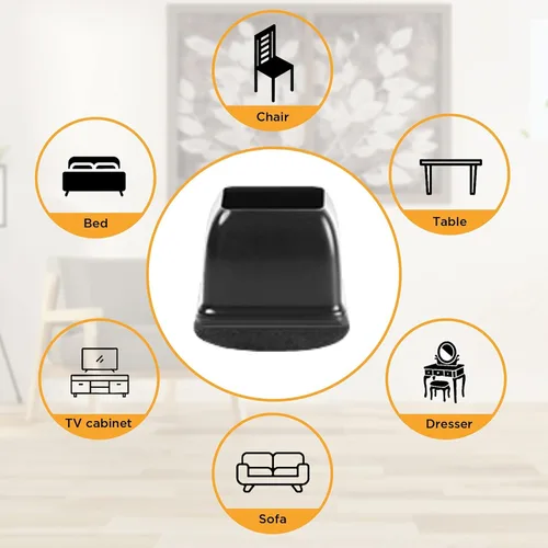 Vista 6 de Protectores cuadrados pequeños de silicona para patas de silla con fieltro envuelto, tapas negras para patas de muebles, antiarañazos antiruido, 16