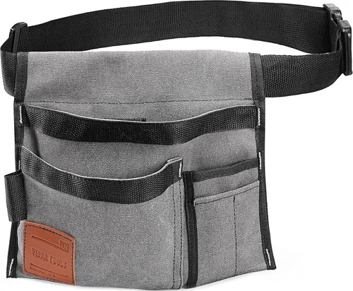 Vista 8 de VIDAR TOOLS Bolso de cinturón de herramientas de 6 bolsillos de un solo lado/cinturón utilitario/delantal de trabajo para carpintero y jardinero.
