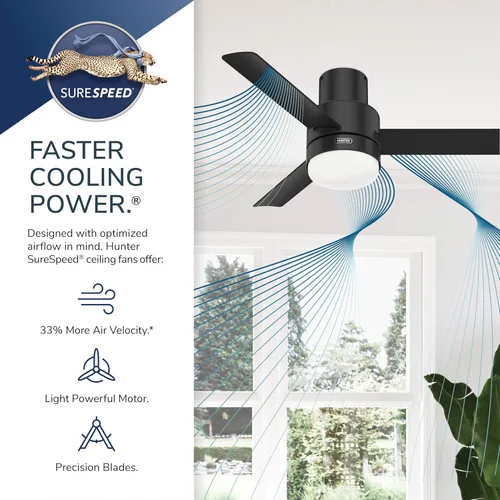 Vista 8 de Hunter Fan Company Gilmour - Ventilador de techo casual para interiores y exteriores de 44 pulgadas, color negro mate, con kit de luz LED brillante