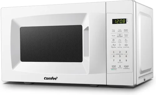 Vista 9 de COMFEE' Horno de microondas pequeño retro con tamaño compacto, 9 menús preestablecidos, plato giratorio con memoria de posición, función