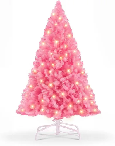 Vista 17 de NEWBULIG Árbol de Navidad preiluminado de 4.5 pies con bayas rojas Verde