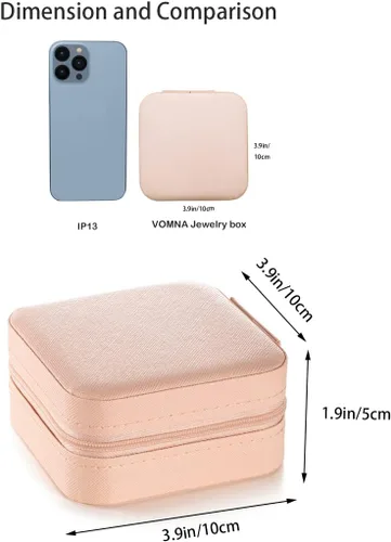 Vista 5 de Mini estuche de viaje para joyas, pequeño organizador de joyas, organizador de joyas de viaje, soporte portátil de almacenamiento de joyas
