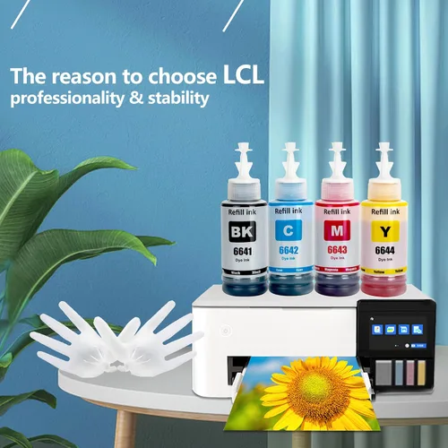 Vista 4 de LCL Botellas de repuesto de tinta 664 T664 compatibles con ET-2550 ET-2600 ET-2650 ET-2500 ET-16500 ET-4500 L100 L110 L120 L200 L210 L220 L300 L355