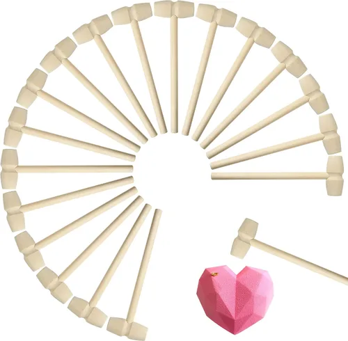 Vista 8 de 24 mini martillos de madera para chocolate rompible, mazos de juguete de madera natural para niños