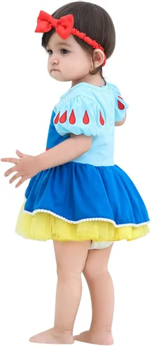 Vista 19 de Vestidos de princesa para niñas pequeñas, disfraz de mameluco para cumpleaños, Navidad, Halloween con diadema de 0 a 18 meses