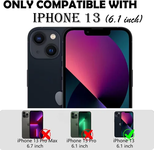 Vista 7 de Funda para iPhone 13 con 2 protectores de pantalla, protección contra caídas a prueba de golpes, cuerpo completo, resistente, 3 capas, militar